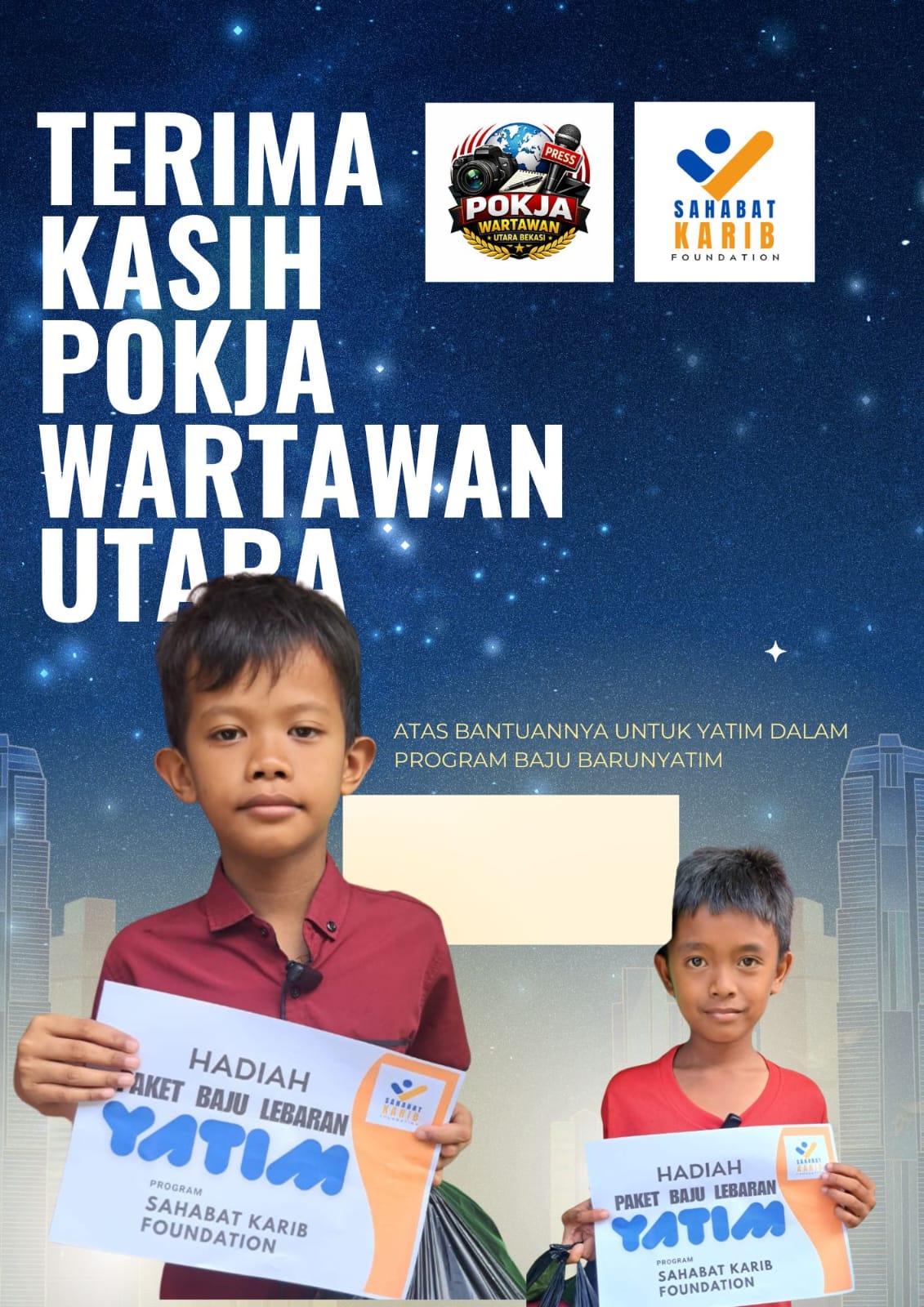 Pokja Wartawan Utara Bekasi Santuni Anak Yatim di Yayasan Sahabat Karib Quran Indonesia